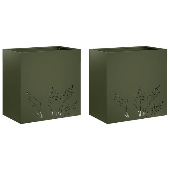 Cache-pot de jardin 2 pc vert olive 50 x 30 x 49 cm