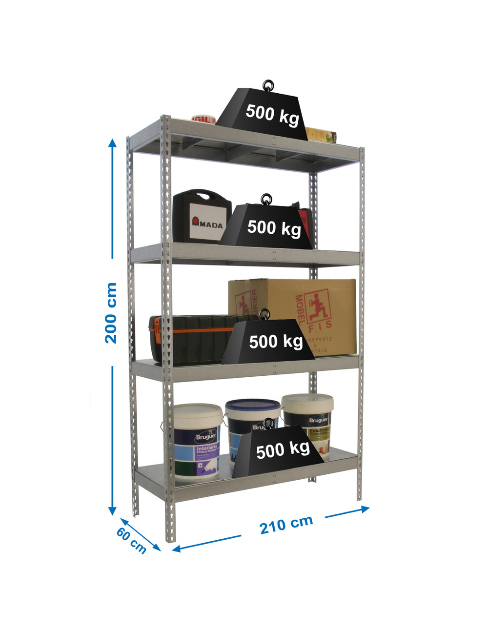 Etagère sans vis simonforte 2106-4 metal galva/galva galvanisé 2000x2100x600 - simonrack
