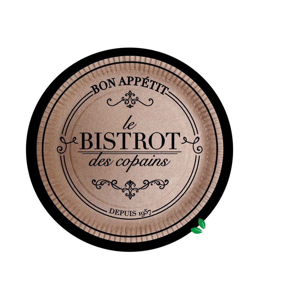 Set de 10 assiettes en kraft 23 cm bistrot parisien