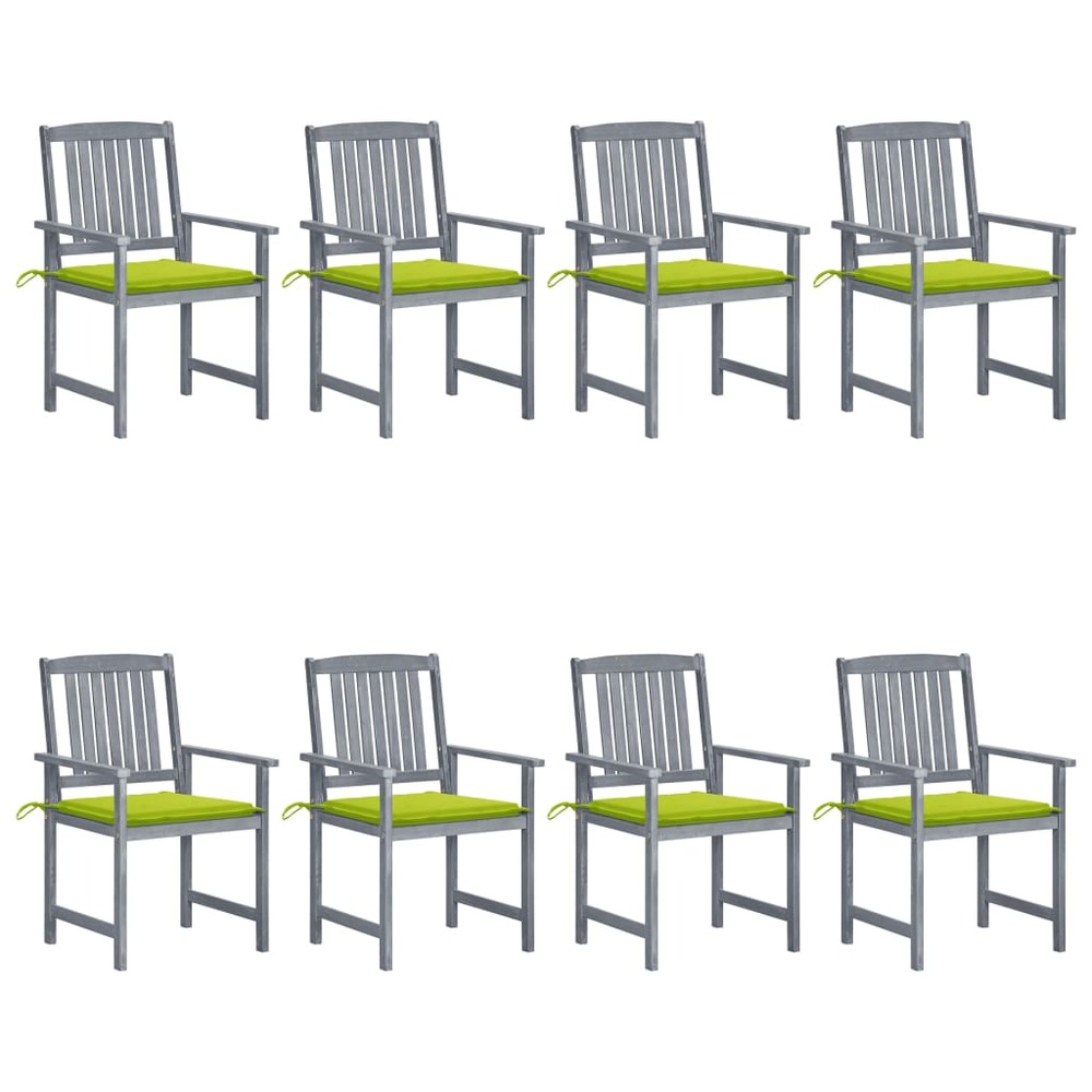 Chaises de jardin et coussins lot de 8 bois acacia solide gris