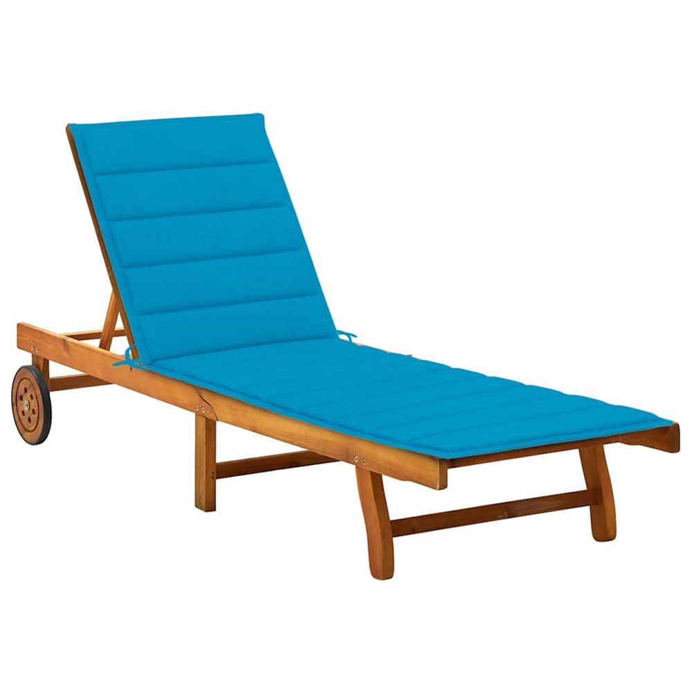Chaise longue de jardin avec coussin bois d'acacia solide bain de soleil