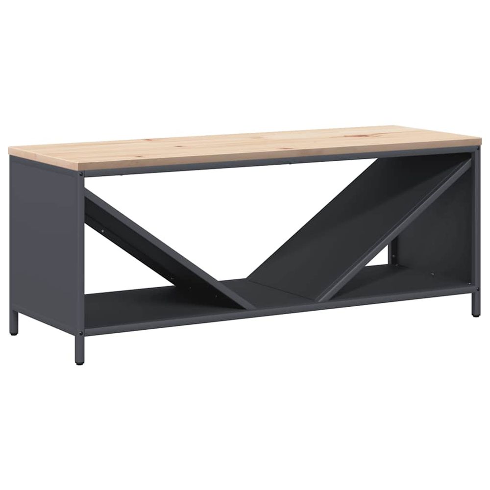 Étagère à bois de chauffage avec plateau en bois anthracite
