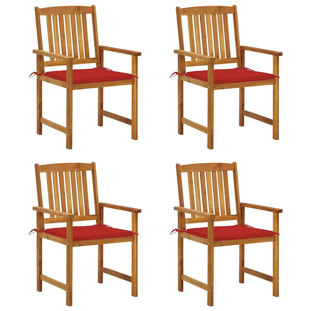 Chaises de jardin avec coussins lot de 4 bois d'acacia massif