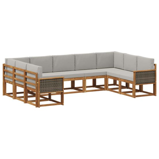 Ensemble de canapés d'extérieur 9 pc naturel et gris clair