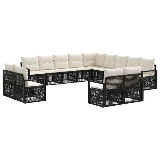 Ensemble de canapé de jardin 13 pc noir polyrotin