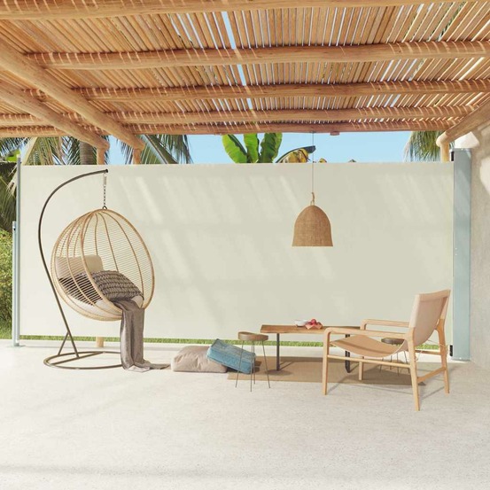 Auvent latéral rétractable de patio 220x600 cm crème