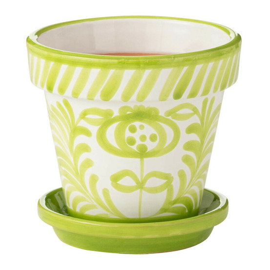 Pot avec soucoupe en céramique