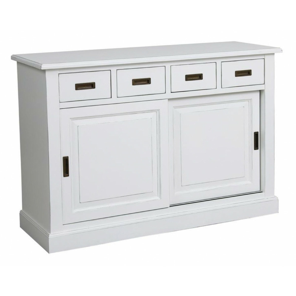 Buffet bas 2 portes 4 tiroirs mdf blanc - rhode island interior's