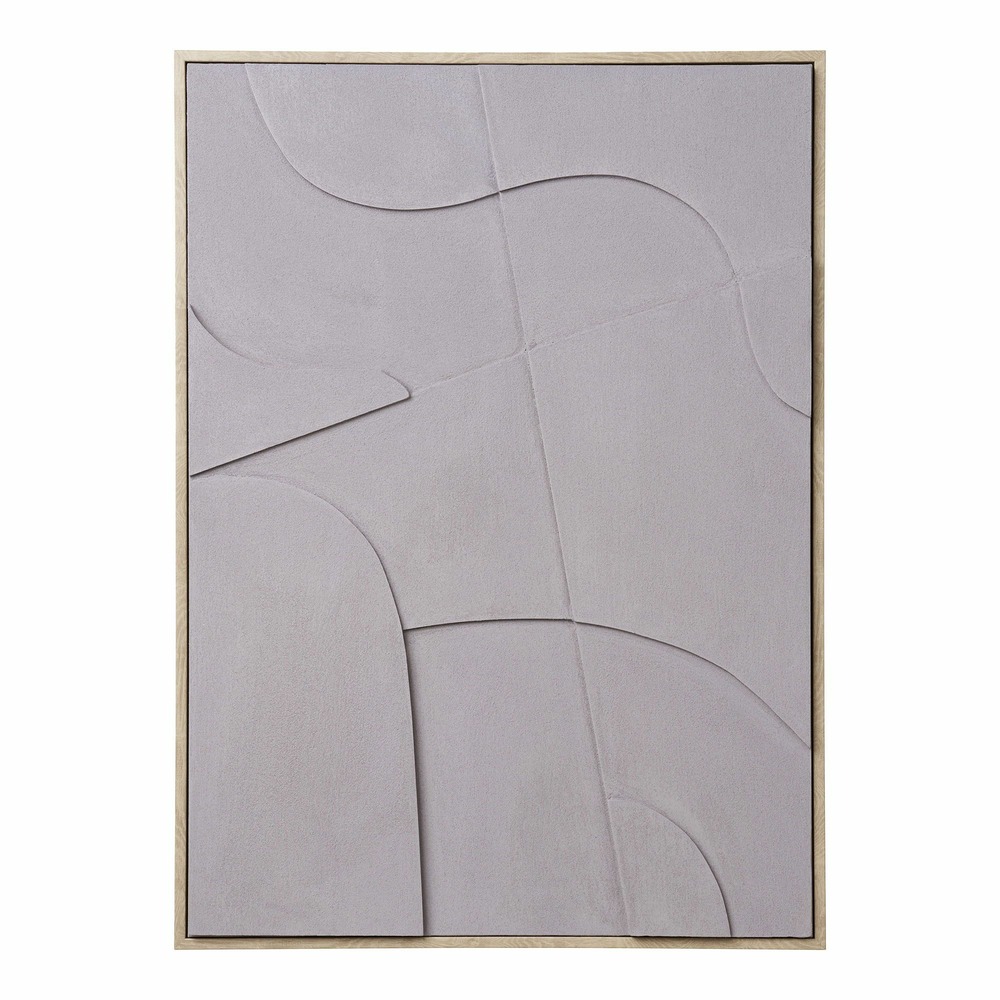 Tableau mural relief contemporain toile grise 50 x 70 cm
