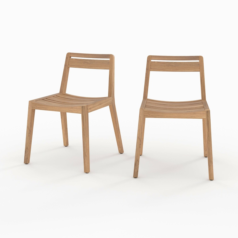 Zao-lot de 2 chaises de jardin en bois de teck recyclé