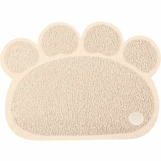 Tapis de gamelle antidérapant en forme de patte maya - beige