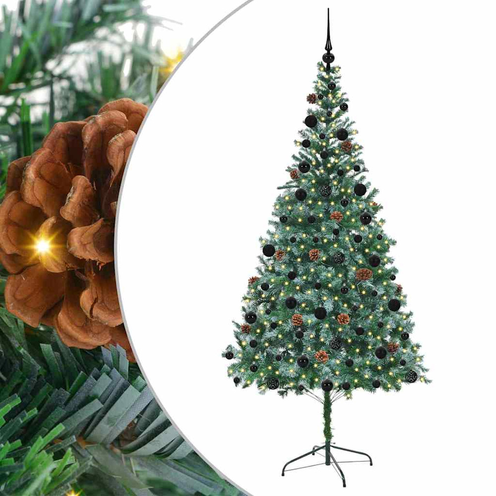 Sapin de noël artificiel avec 300 led vert 210 cm pvc et acier
