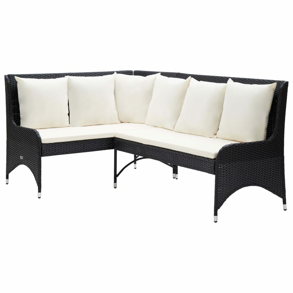 Canapés d'angle de jardin 2 pcs résine tressée noir