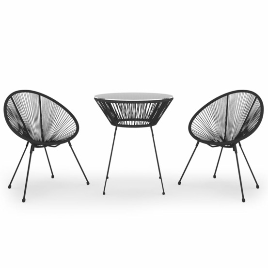 Ensemble à manger de jardin 3 pcs noir