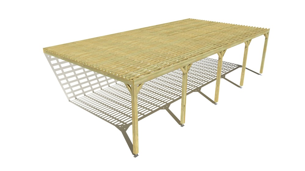 Pergola bois • 10m x 5m • adossée • sens profondeur • lattage bois • livraison comprise