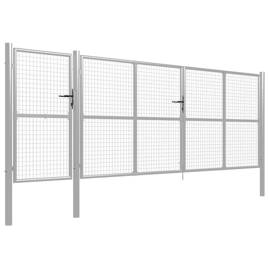 Portail de jardin en acier 500 x 150 cm argenté