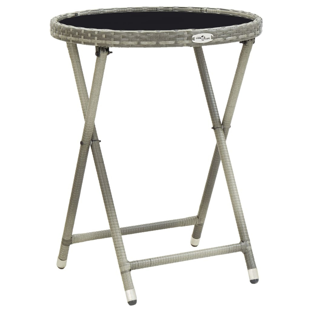 vidaXL Table Ã  thÃ© Gris 60 cm RÃ©sine tressÃ©e