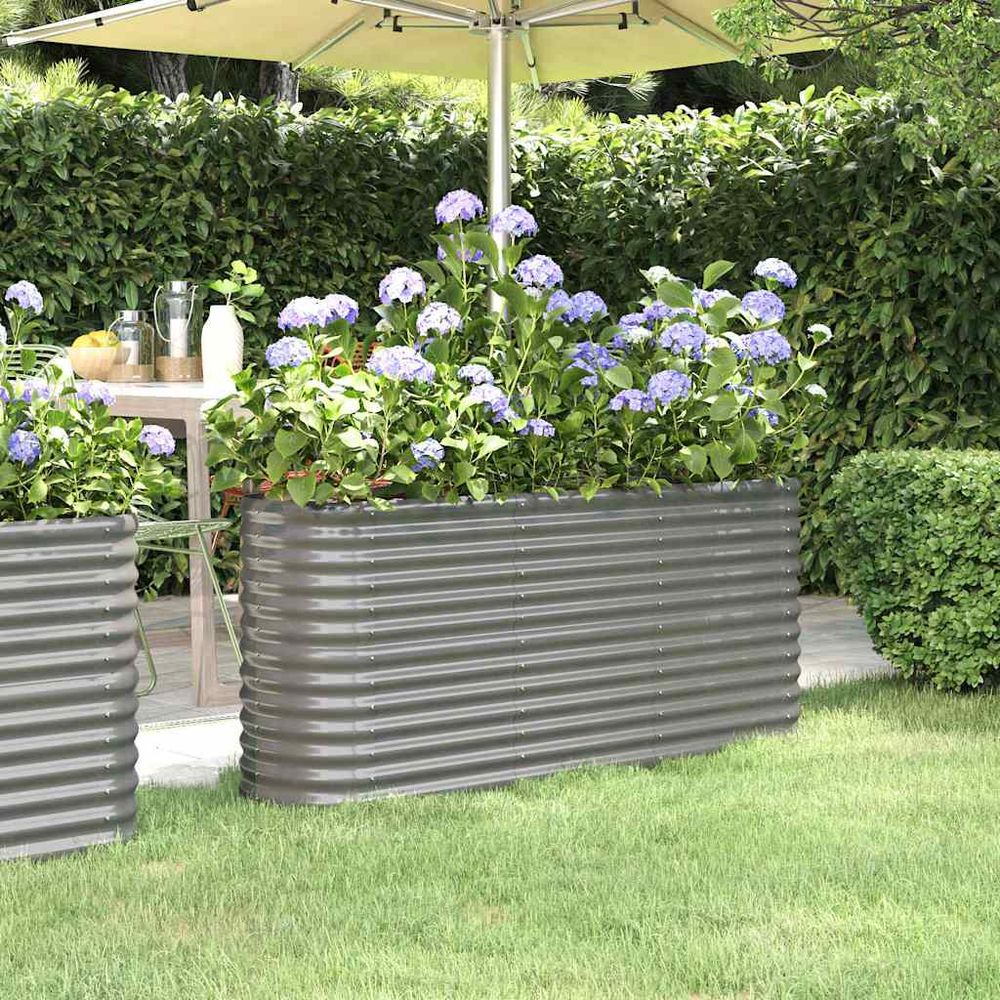 Jardinière surélevée acier potager pour jardin balcon gris 152x40x68 cm