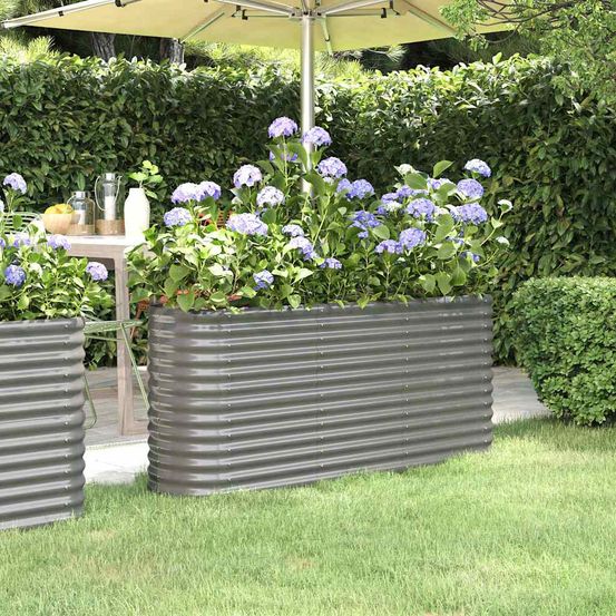 Jardinière surélevée acier potager pour jardin balcon gris 152x40x68 cm