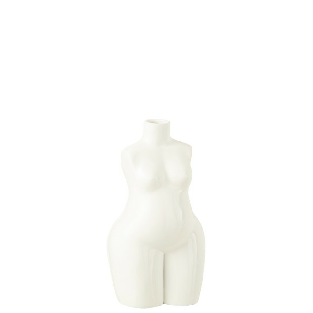 Vase buste femme en céramique blanche 17x13x31.5 cm