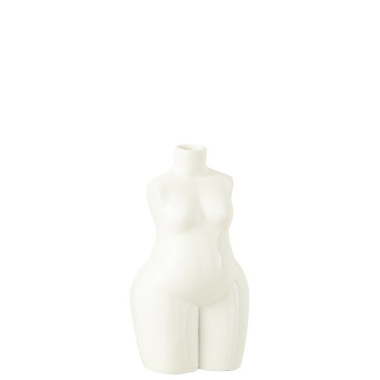 Vase buste femme en céramique blanche 17x13x31.5 cm