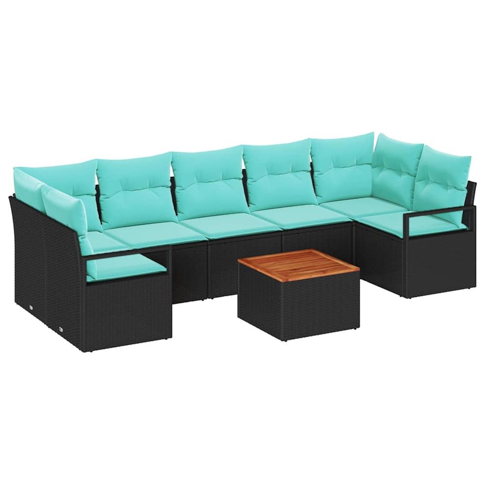 Ensemble de canapé de jardin 8 pc noir polyrotin