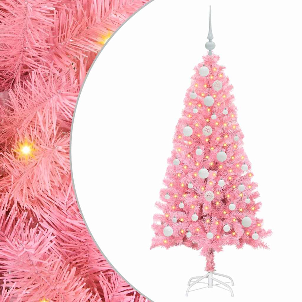 Sapin de noël avec 150 led avec support rose 120 cm pvc