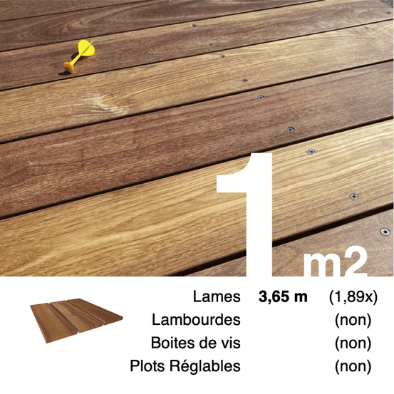 Lames de terrasse bois exotique cumaru 21 x 145 mm • longueur 3,65 m • classe 4 • lot pour 1 m²