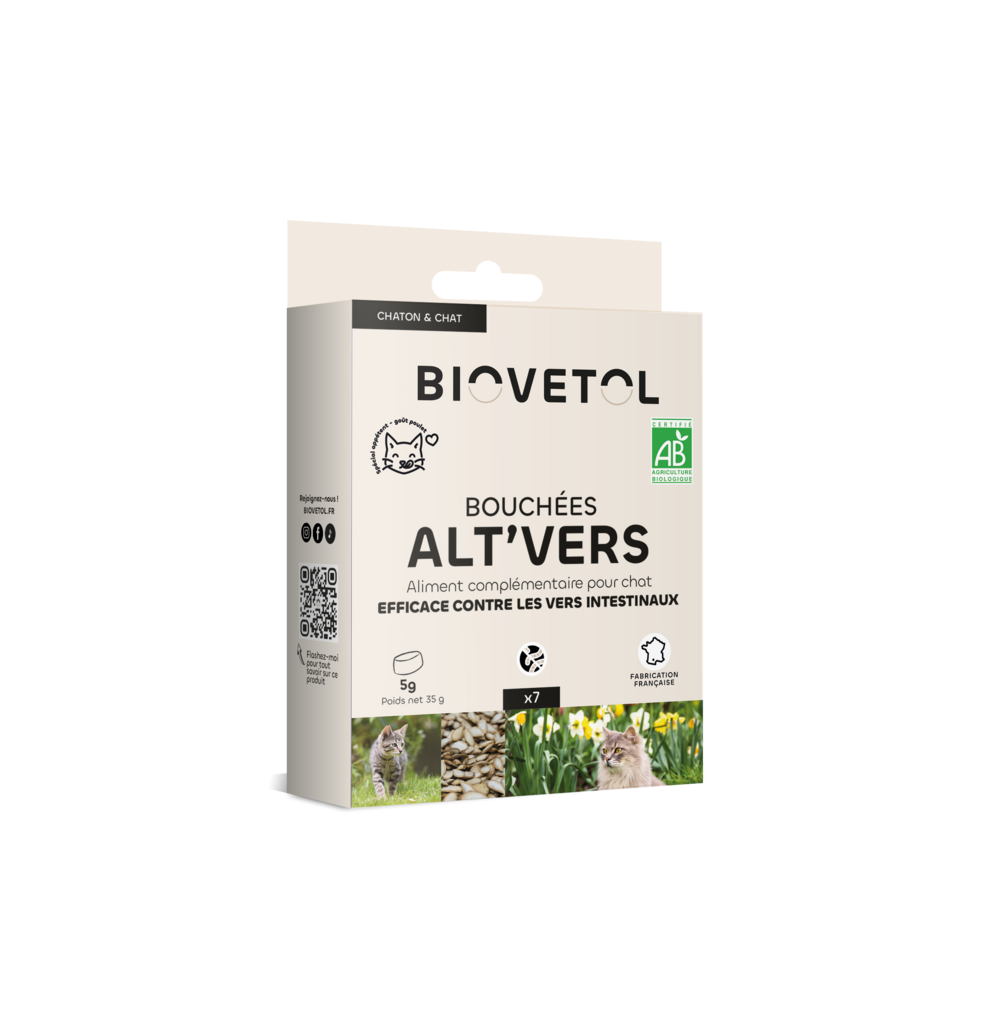 Biovetol - bouchées alt’vers chat - vermifuge - 7 bouchées