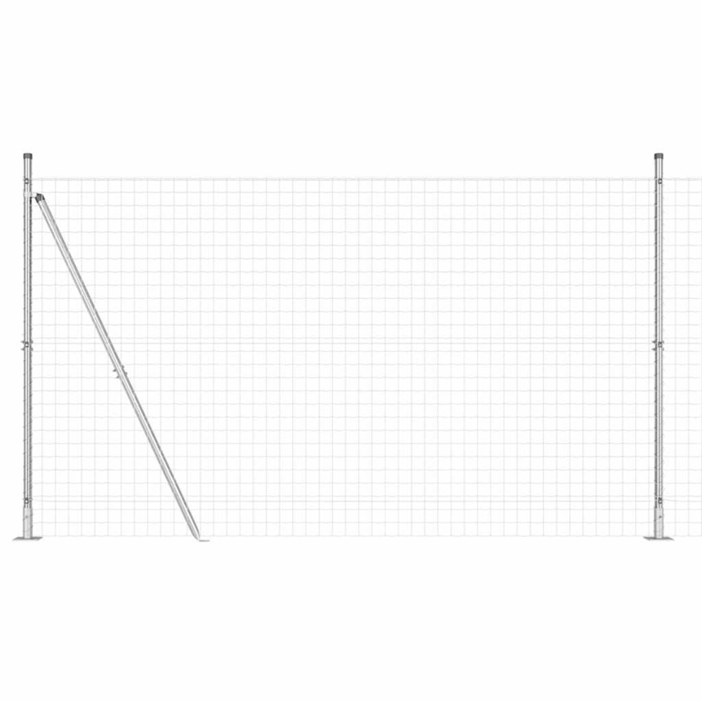 Clôture avec poteau argenté 1,4 x 10 m acier