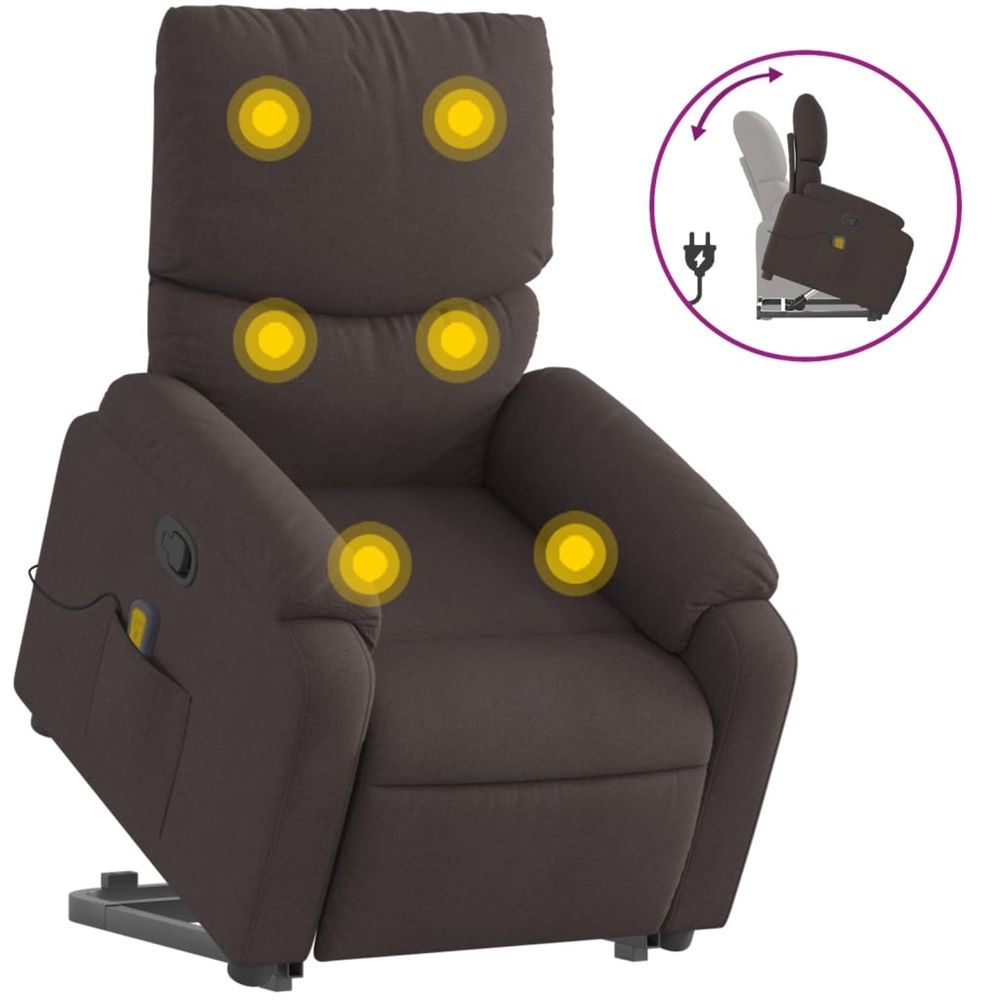 Fauteuil inclinable de massage marron foncé tissu