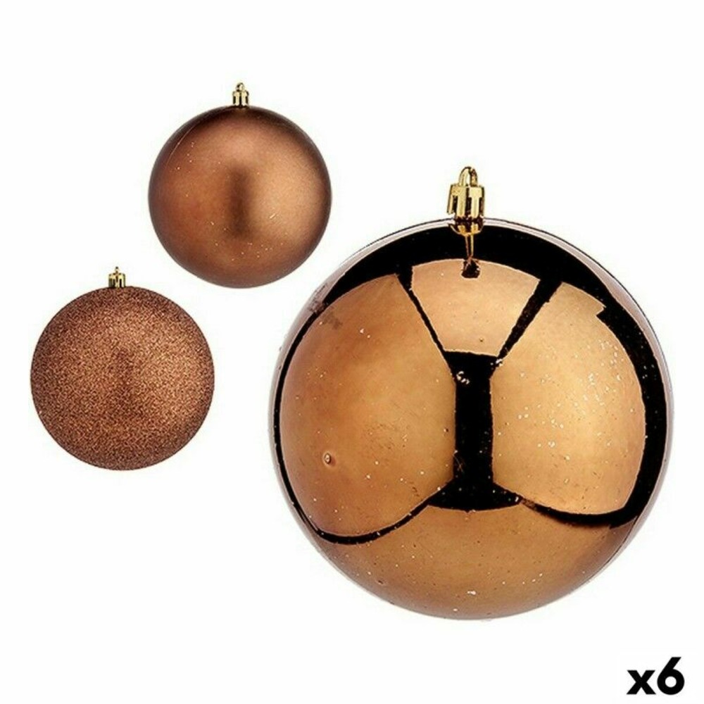 Lot de boules de noël marron plastique 12 x 13 x 12 cm (6 unités)