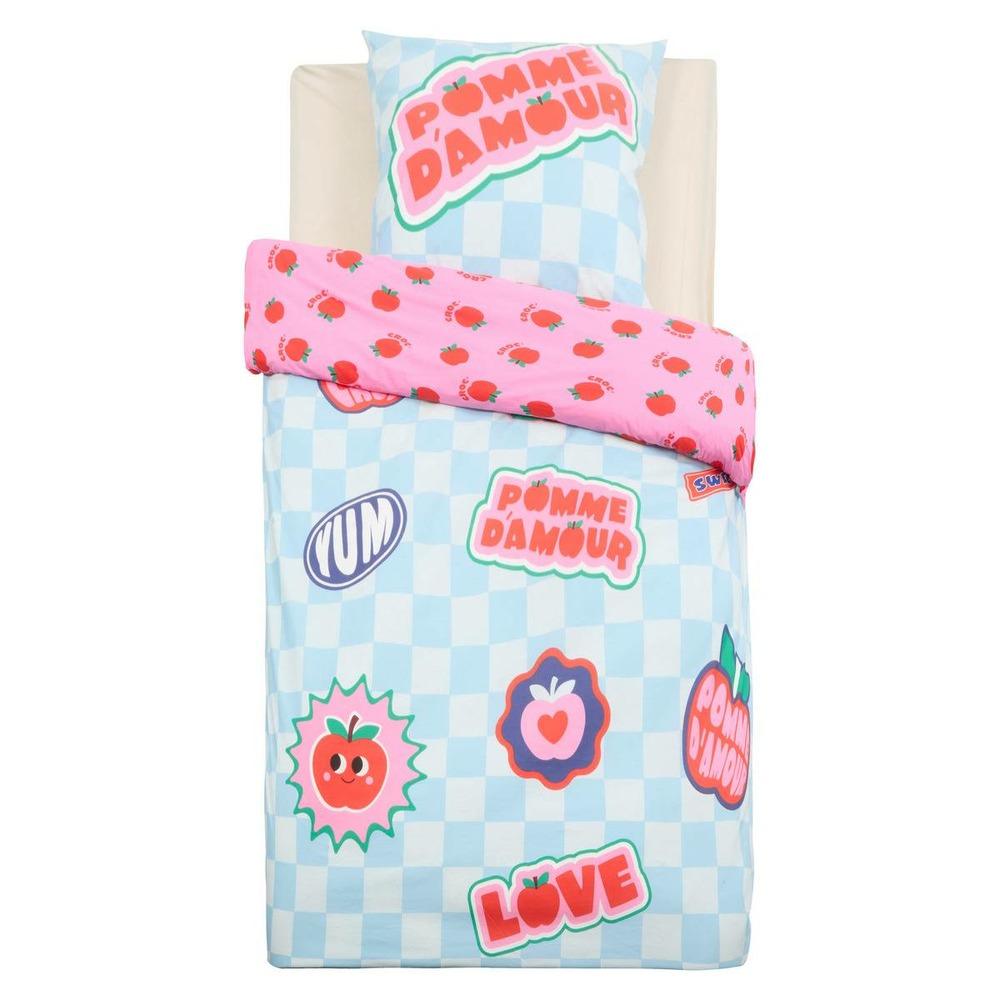 Parure de lit enfant chacha 140x200 cm bleu et rose