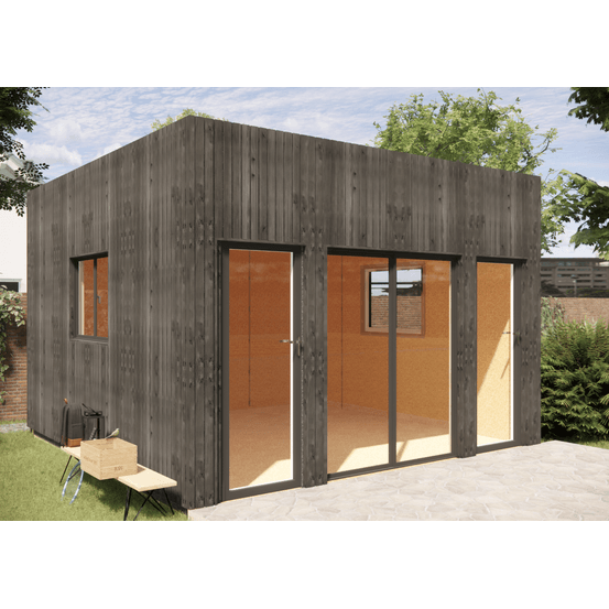 Bureau de jardin 4 saisons en bois 4,4 x 4,6 x 3,2 m / isolation re2020