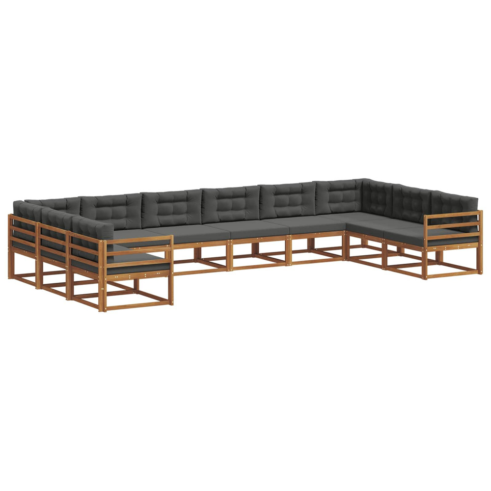 Ensemble de canapés d'extérieur 10 pcs naturel et anthracite