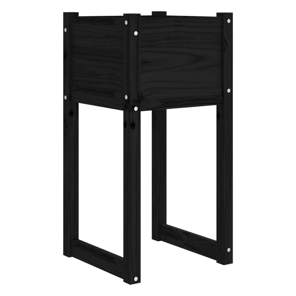 Jardinière d'extérieur noir 40x40x81 cm bois massif de pin