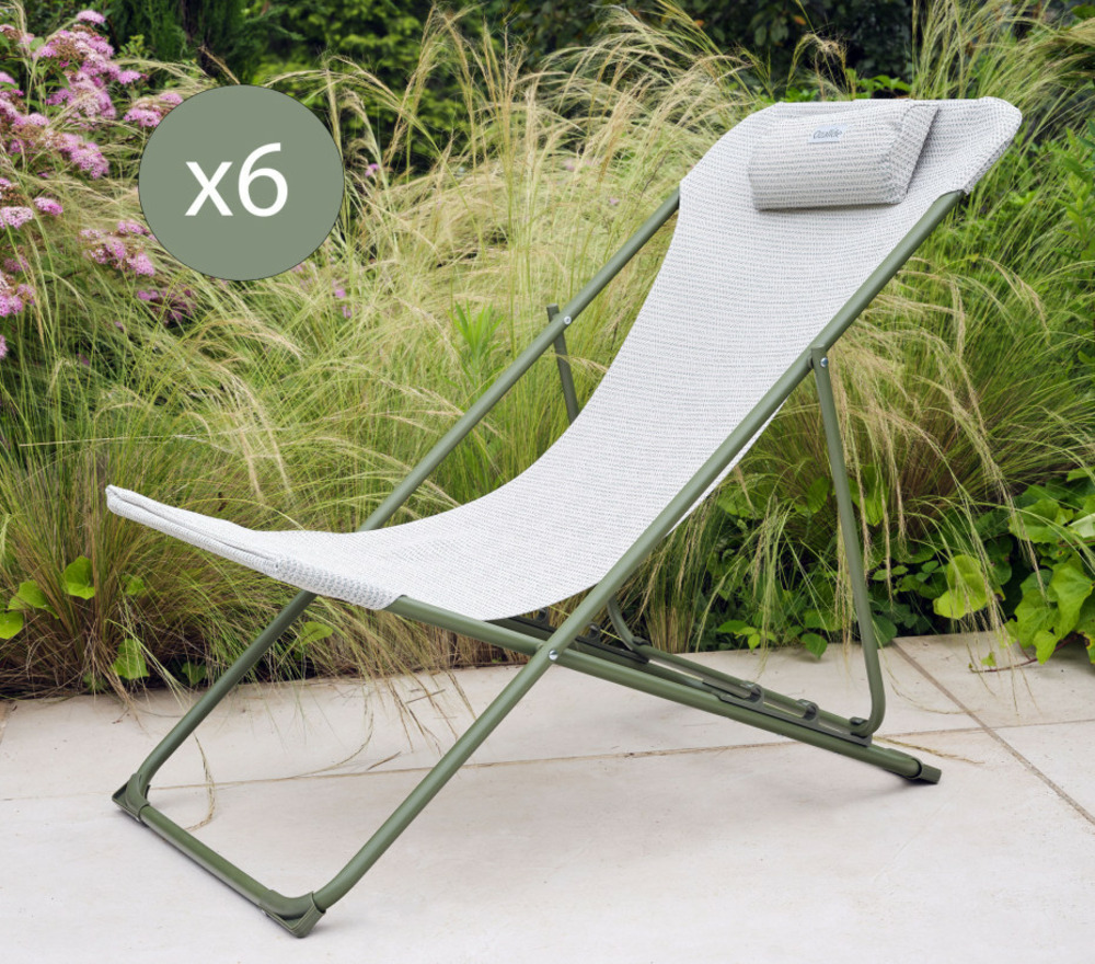 Lot de 6 chiliennes en acier - vert mélèze - sunny