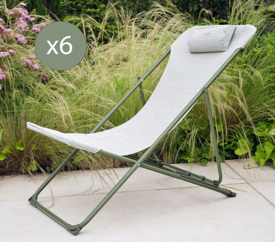 Lot de 6 chiliennes en acier - vert mélèze - sunny