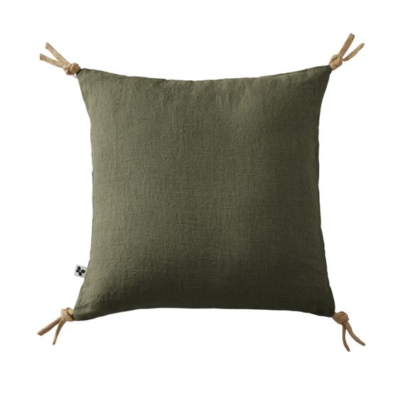 Coussin pompons lin lave collection soline
