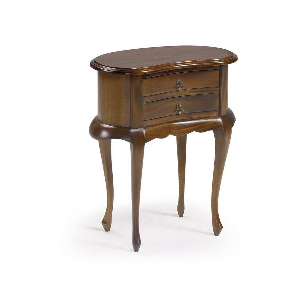 Table de chevet 2 tiroirs bronze bois marron - helvinia décoration d'autrefois