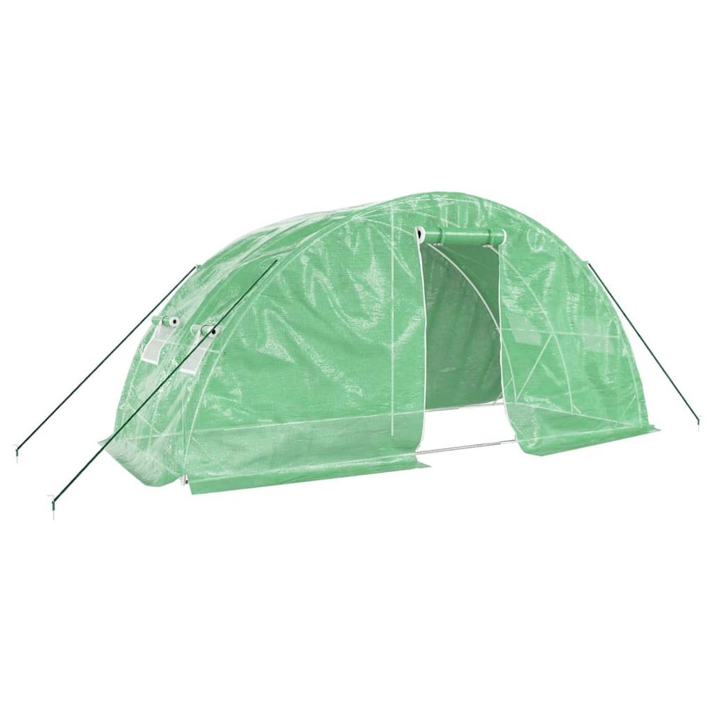 Serre avec cadre en acier vert 10 m² 5x2x2,3 m