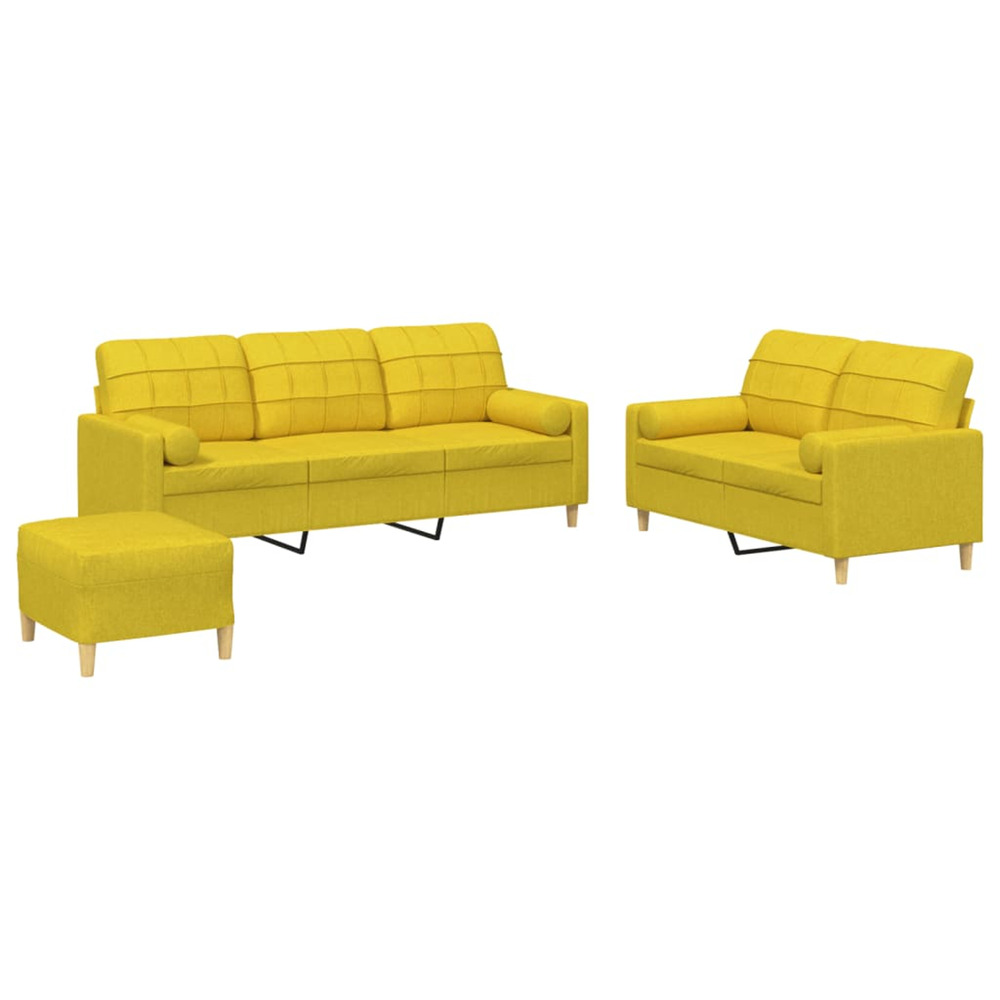 Ensemble de canapés 3 pcs avec coussins jaune clair tissu