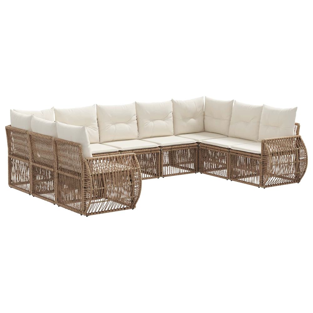 Ensemble de canapé de jardin 9 pc beige et blanc crème