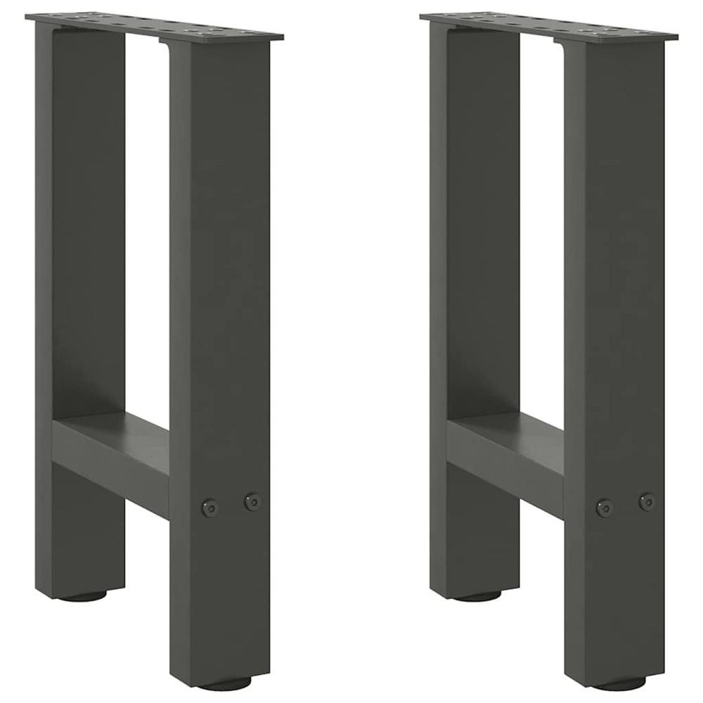 Pieds de table basse anthracite 2 pièces 28 x (42-43) cm acier