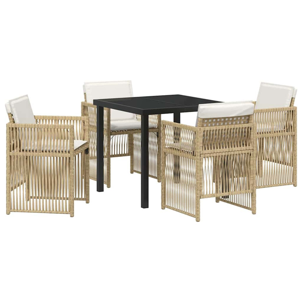 Ensemble de salle à manger pour jardin 5 pcs beige
