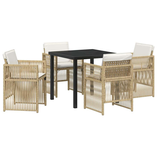Ensemble de salle à manger pour jardin 5 pcs beige poly rotin
