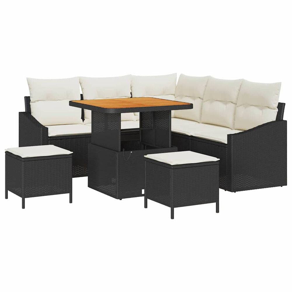 Ensemble de canapé de jardin avec coussin 8 pcs noir et crème