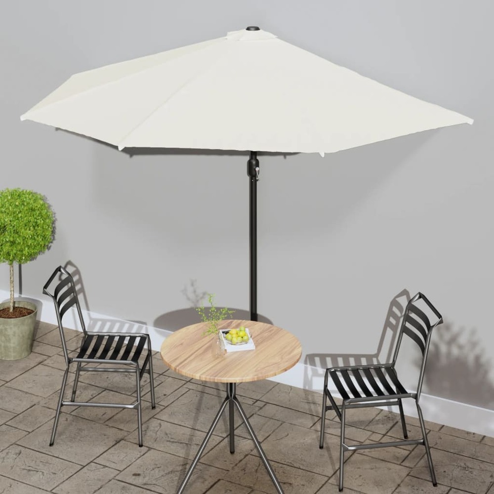 Parasol de balcon avec mât en aluminium sable 300x155 cm demi