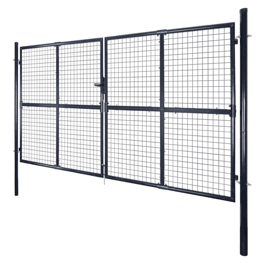 Portail de jardin grillagé en acier galvanisé gris 300 x 200 cm