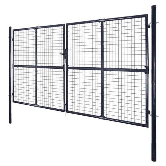 Portail de jardin grillagé en acier galvanisé gris 300 x 200 cm